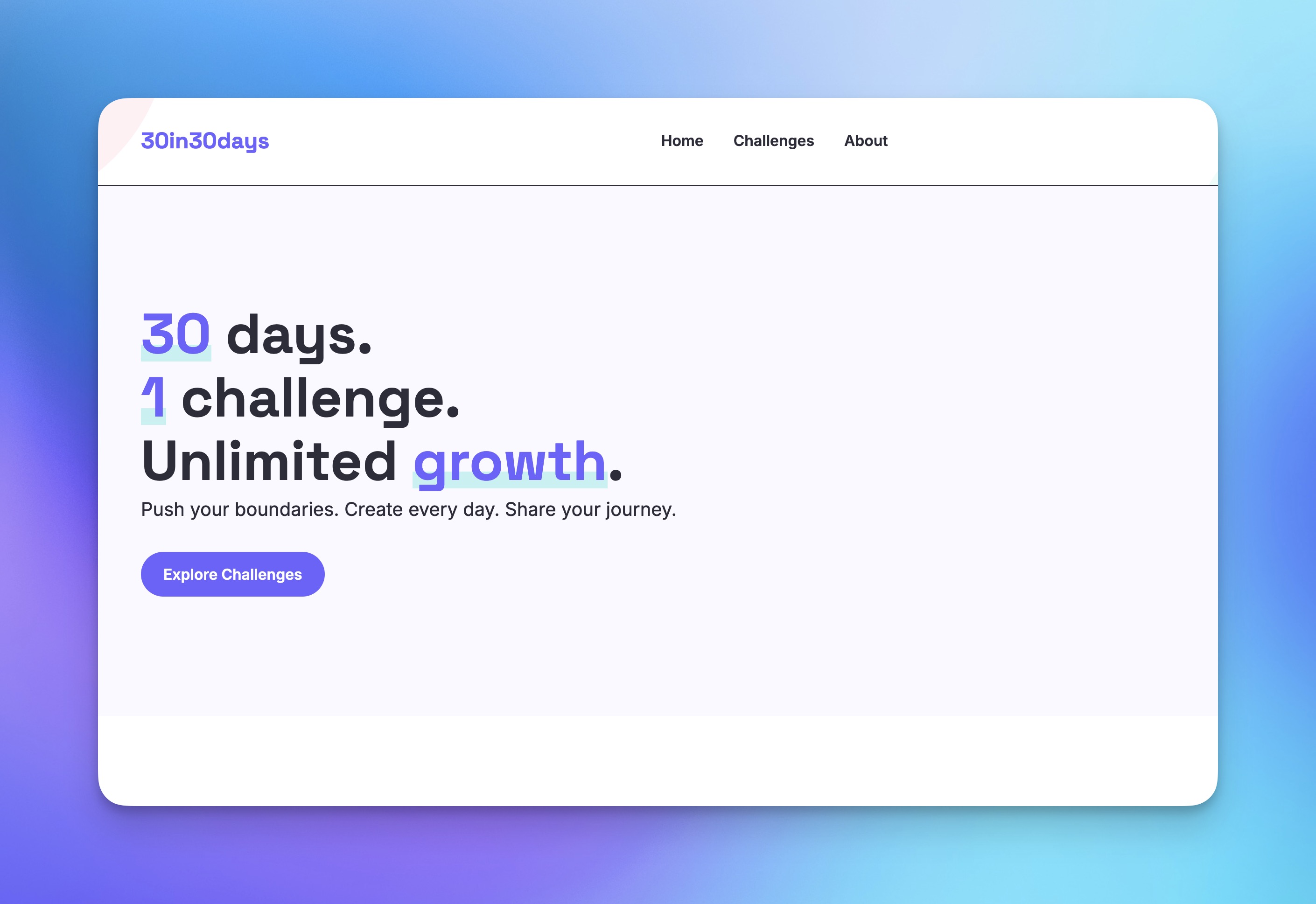 30in30days Interface